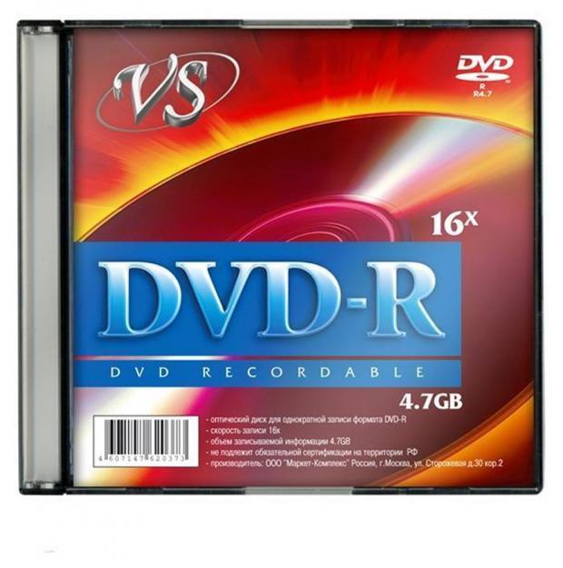 

Диск DVD-R VS 4,7 GB 16x SL 1 шт