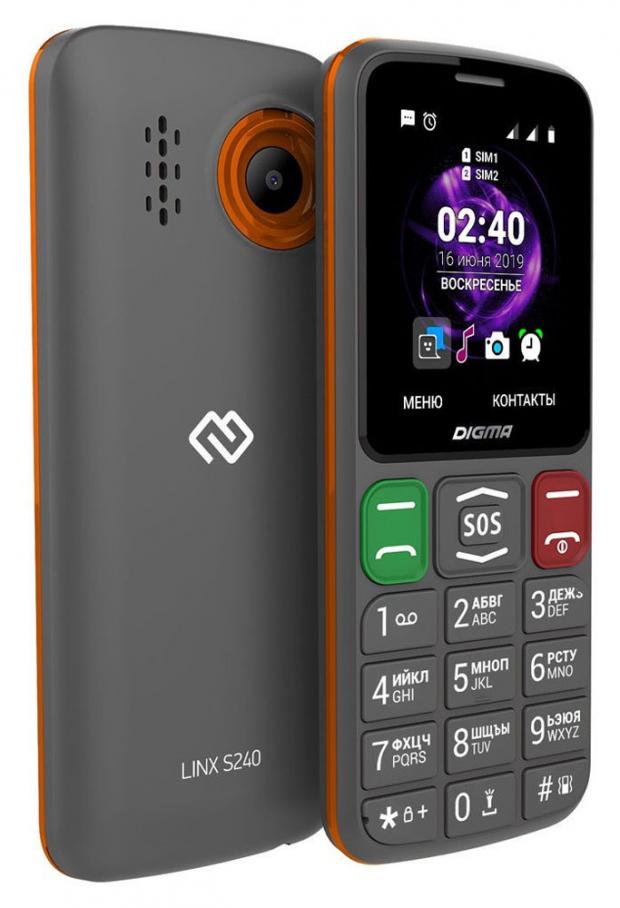 

Телефон мобильный Digma Linx S240 серый