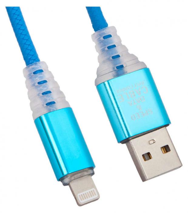 USB кабель Liberty Project для Apple 8 pin Змея LED TPE синий 251₽