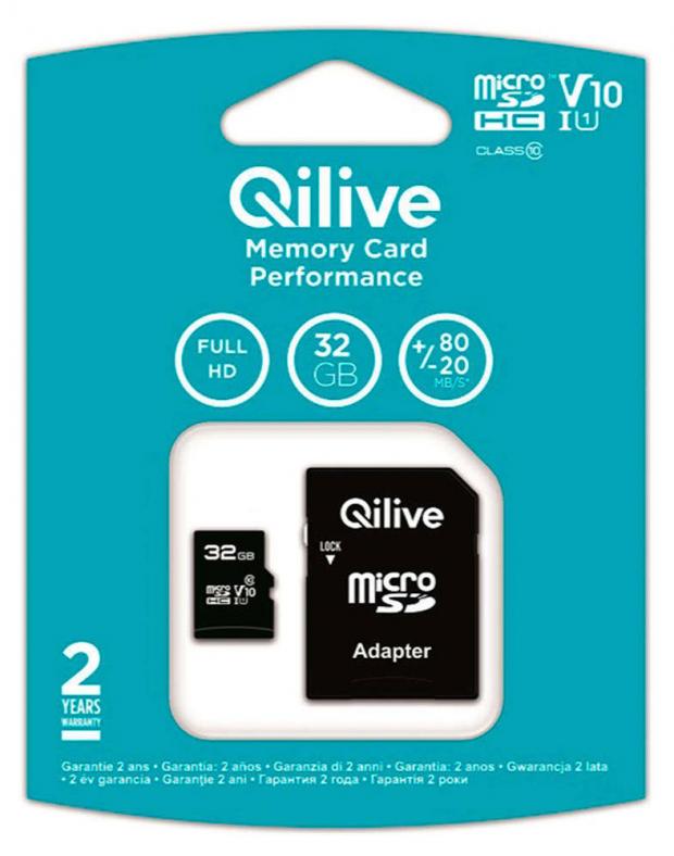 

Карта памяти Qilive microSD Cl 10 UHS-I U1 32 Гб с адаптером