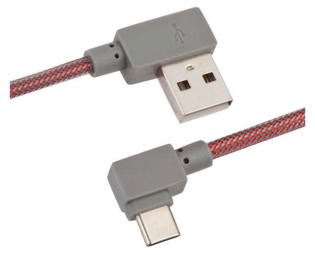 

USB кабель Liberty Project Type-C Г-коннектор оплетка леска красный