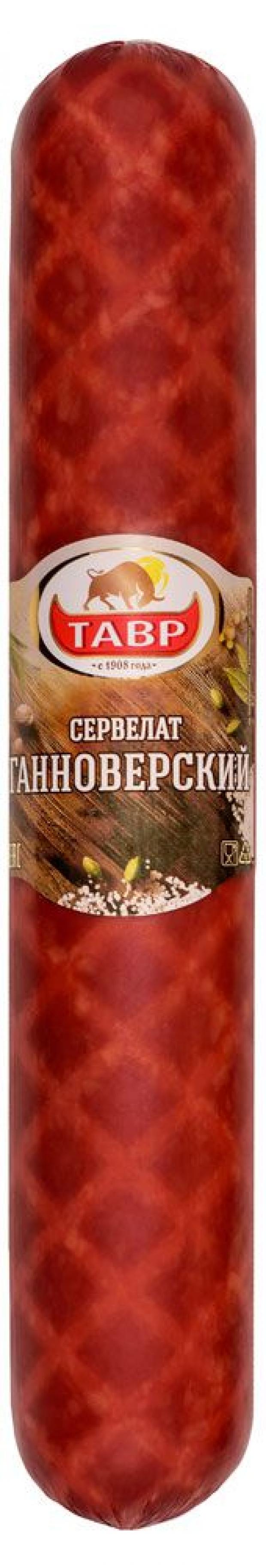 

Сервелат варено-копченый «Тавр» Ганноверский (0,6-1 кг), 1 упаковка ~ 0,8 кг