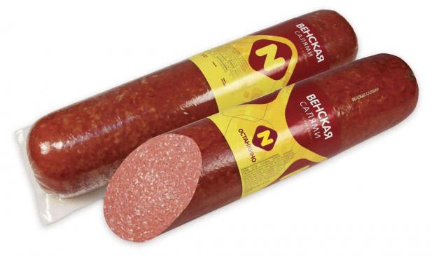 Колбаса полукопченная Останкино Салями Венская 07-1 кг 1 упаковка 09 кг 490₽