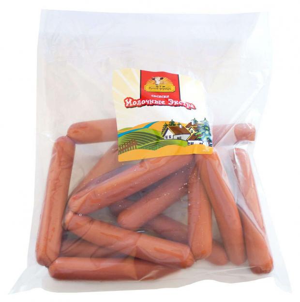Сосиски Русский фермер Молочные Экстра 08-12 кг 1 упаковка 1 кг 158₽