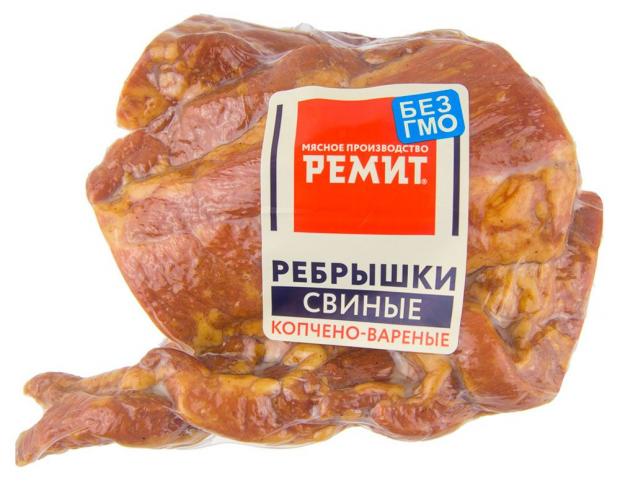 Ребрышки копчено-вареные свиные Ремит 04-07 кг 1 упаковка 05 кг 804₽