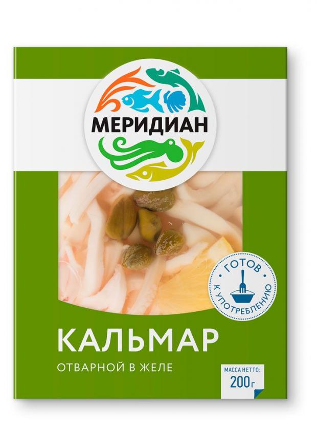 

Кальмар отварной «Меридиан» с каперсами и лимоном в желе, 1 упаковка (0,2-0,3 кг)