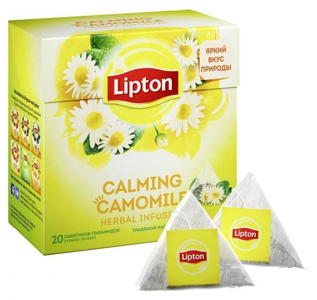 Чай травяной Lipton Calming Cаmomile с ромашкой и мятой в пирамидках, 20х1,6 г