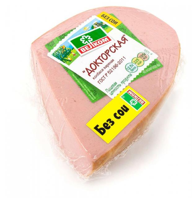 Колбаса вареная Велком Докторская в синюге 04-07 кг 1 упаковка 05 кг 787₽