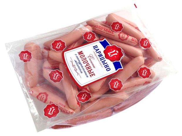 Сосиски «Царицыно» Молочные с Натуральным молоком (0,8-1,2 кг), 1 упаковка ~ 1 кг