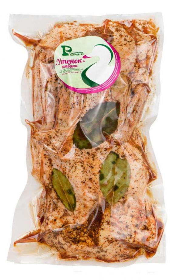 Утенок табака Раменский Деликатес в пакете для запекания охлажденный 18 - 22 кг 1 упаковка 2 кг 405₽