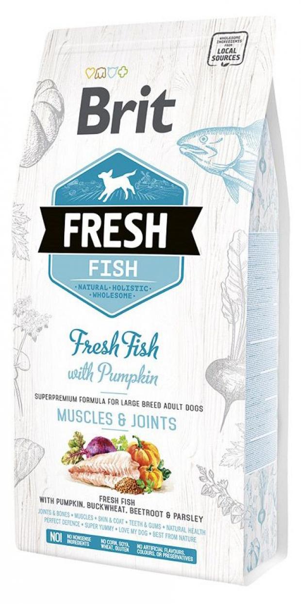 

Сухой корм для собак крупных пород Brit Fresh рыба с тыквой, 2,5 кг