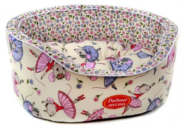 Лежак для животных Родные места Цветочные мышки 49х43х17 см 853₽