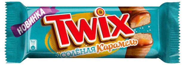 Батончик шоколадный TWIX соленая карамель 55 г 37₽