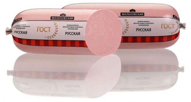 

Колбаса вареная «Малаховский» Русская ГОСТ (0,8-1,2 кг), 1 упаковка ~ 1 кг