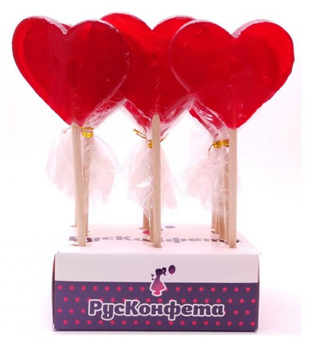 Леденец на палочке «РусКонфета» Сердечко литое, вес