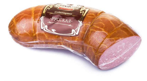 Колбаса вареная Рублевский Русская в синюге 08-12 кг 1 упаковка 1 кг 777₽