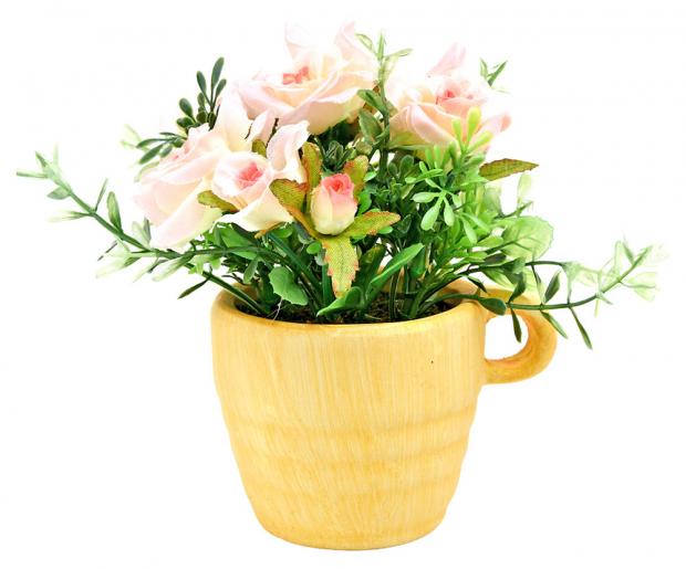 

Цветок декоративный Gloria Garden Роза кустовая нежно-розовый, 13,5x12,5x14 см