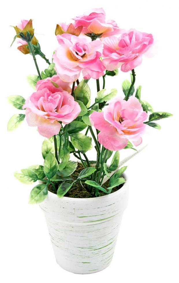 

Цветок декоративный Gloria Garden Кустовая роза розовый, 8x8x22 см