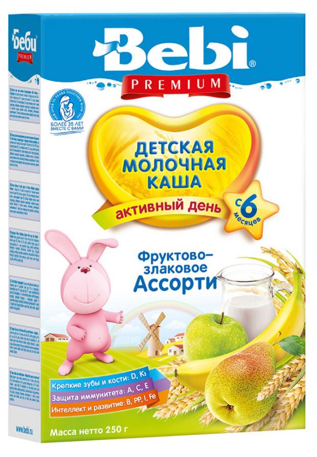 

Каша молочная Bebi Premium фруктово-злаковое ассорти с 6 мес, 250 г