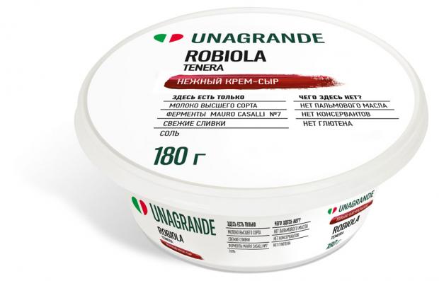 

Сыр творожный Unagrande Robiola кремообразный 65%, 180 г