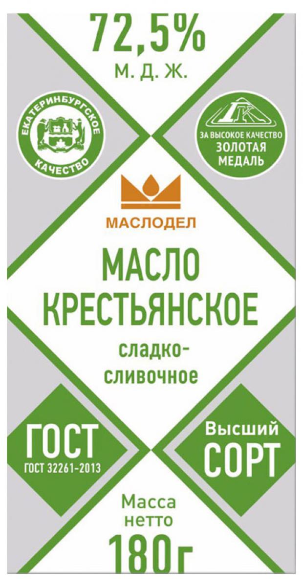 

Масло сладко-сливочное «Маслодел» Крестьянское 72.5%, 180 г