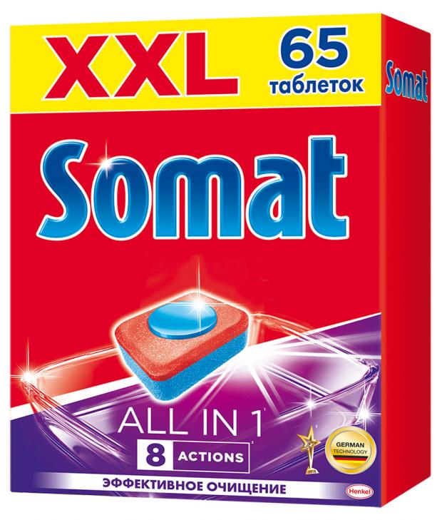 Таблетки для посудомоечных машин Somat All in 1 65 шт 1320₽
