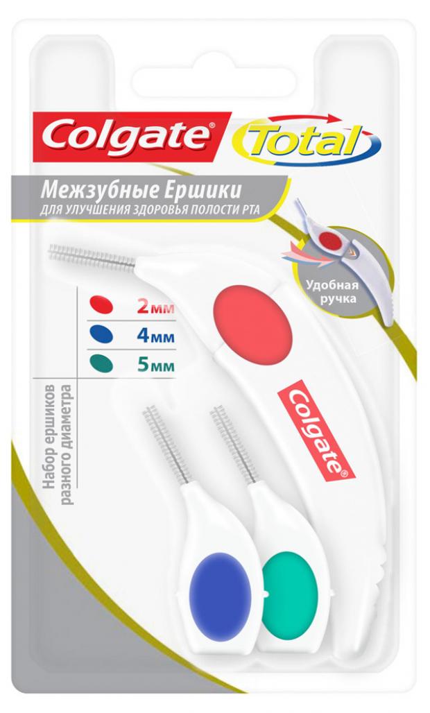 Межзубные ершики Total Colgate набор диаметром 2 4 и 5 мм, 3 шт