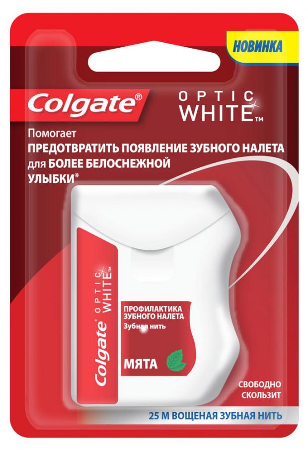 Зубная нить Colgate Optic White Профилактика зубного налета, 25 м