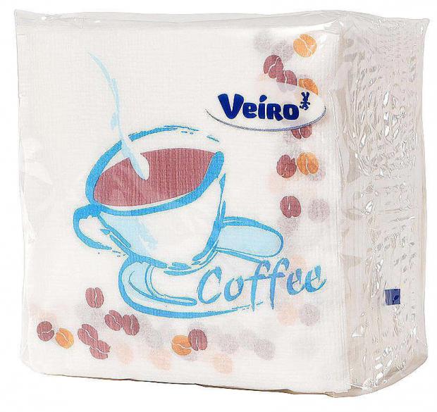 

Салфетки бумажные 1-слойные Veiro Coffee 24х24 см, 100 шт
