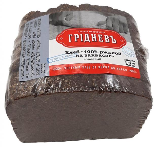 

Хлеб ржаной «Грiдневъ» 100% на закваске, 300 г