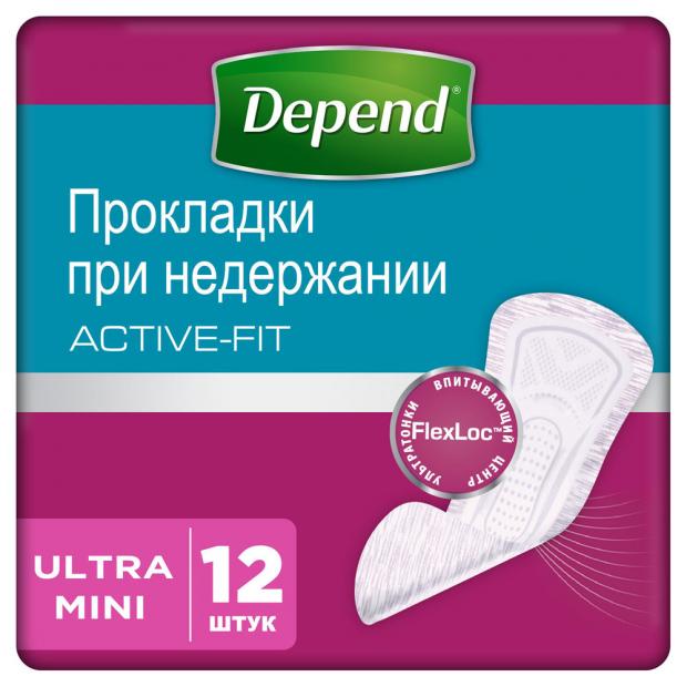 Прокладки для женщин при недержании Depend Ultra Mini 12 шт 126₽