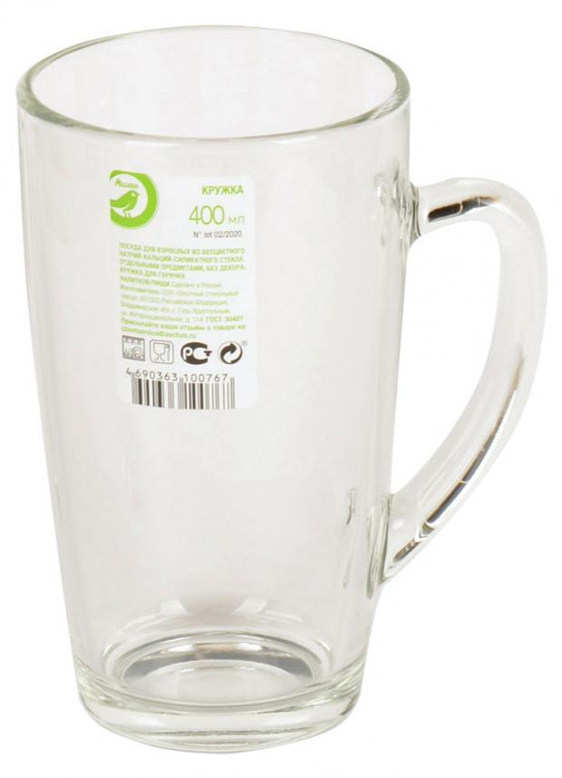 Кружка АШАН Зеленая птица прозрачная стеклянная 400 мл 70₽