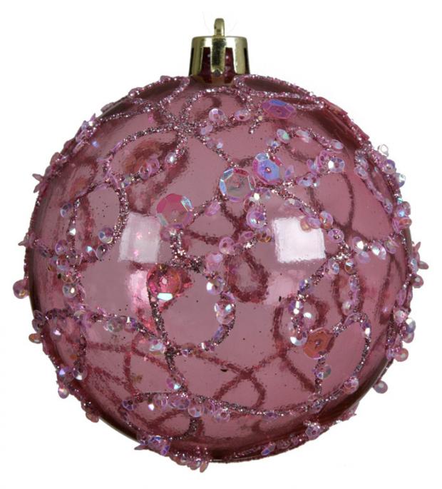 

Шар ёлочный Decoris пластиковый розовый, 8 см