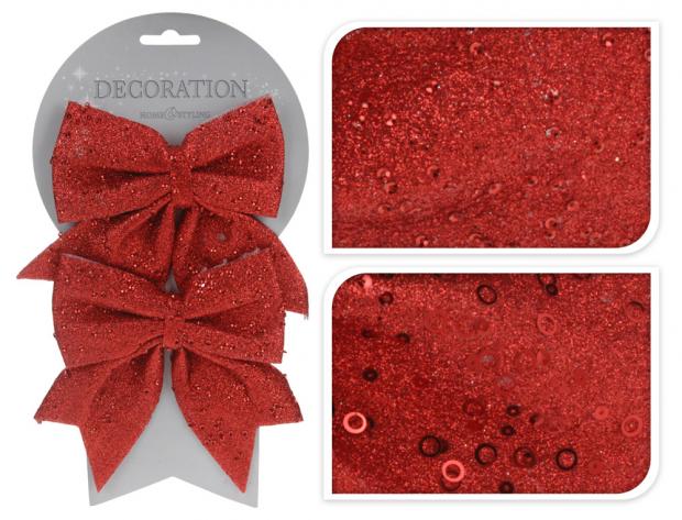 

Украшение ёлочное Koopman Бант красный 2 шт, 12х2х13 см