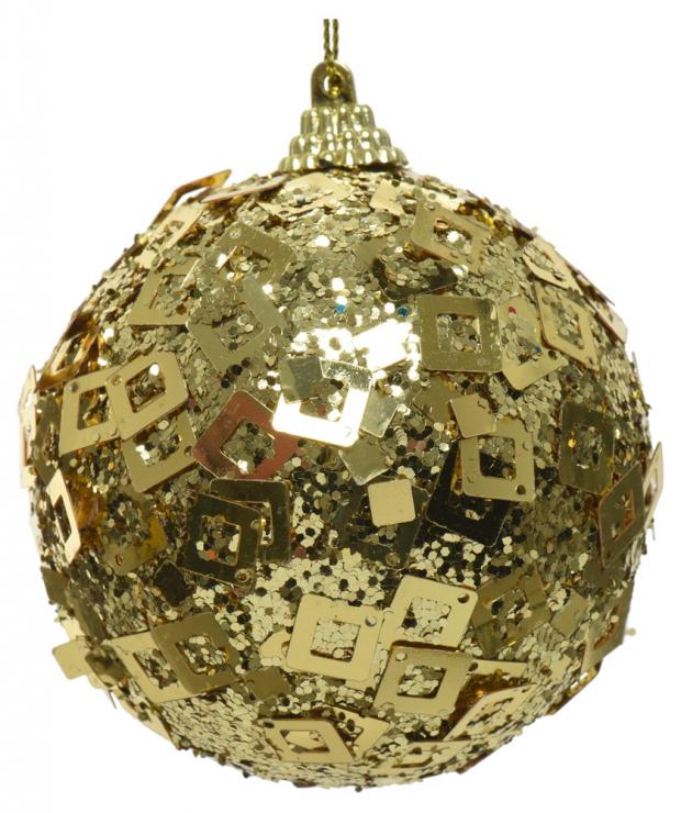 

Шар ёлочный Decoris пенопластовый золотистый с квадратиками Ø8 см