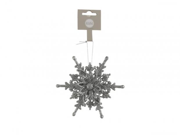

Подвеска новогодняя House of Seasons Снежинка серебристая Ø12,5х4,5 см