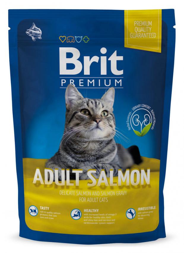 

Сухой корм для взрослых кошек Brit Premium лосось, 1,5 кг