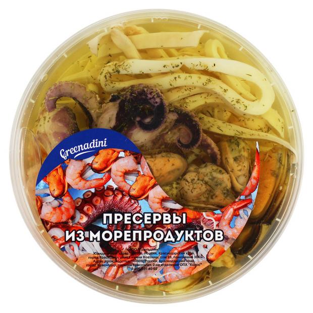 Коктейль из морепродуктов в масле Greenadini с зеленью, 180 г