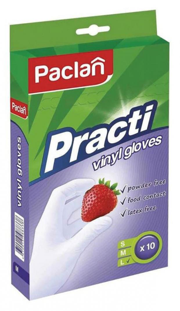 Перчатки хозяйственные Paclan Виниловые размер L10 шт 129₽