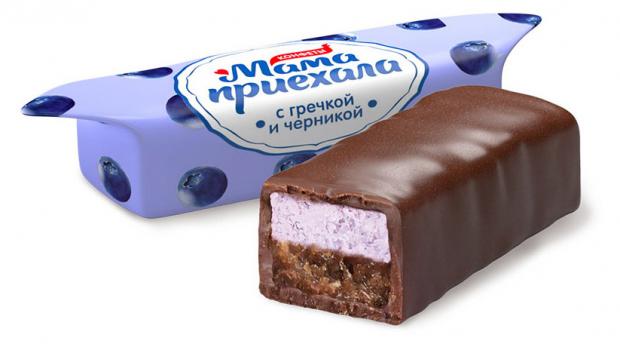 Конфеты шоколадные Красный Октябрь Мама Приехала с гречкой и черникой 200 г 90₽