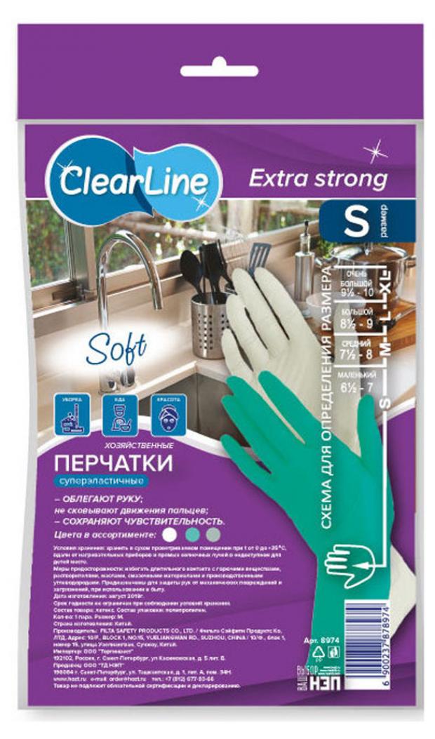 

Перчатки хозяйственные Clear line латекс суперэластичные, размер S
