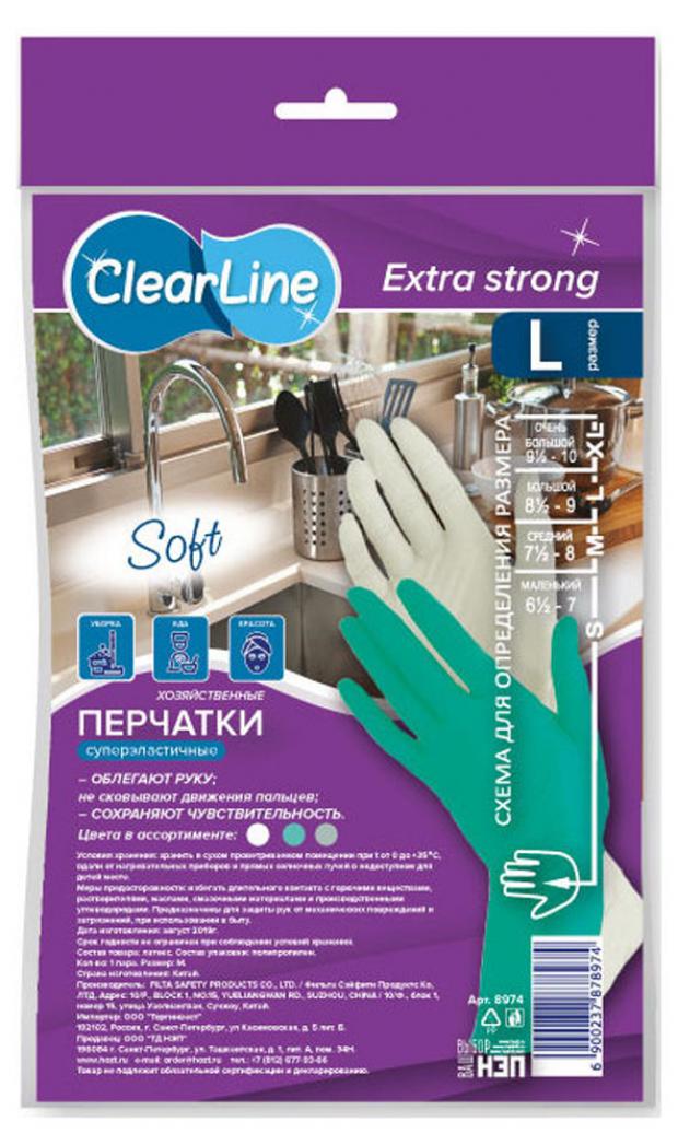 

Перчатки хозяйственные Clear line латекс суперэластичные, размер L