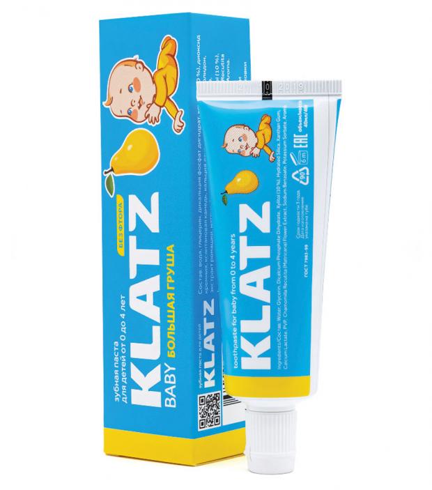 

Зубная паста для детей Klatz Baby Большая груша без фтора, 48 мл