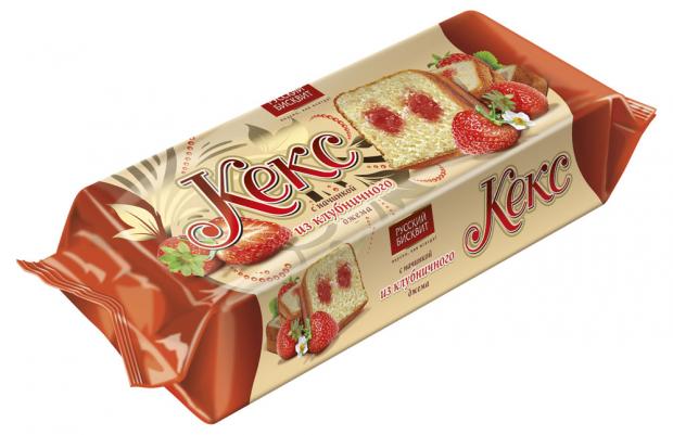 Кекс «Русский бисквит» с начинкой из клубничного джема, 225 г