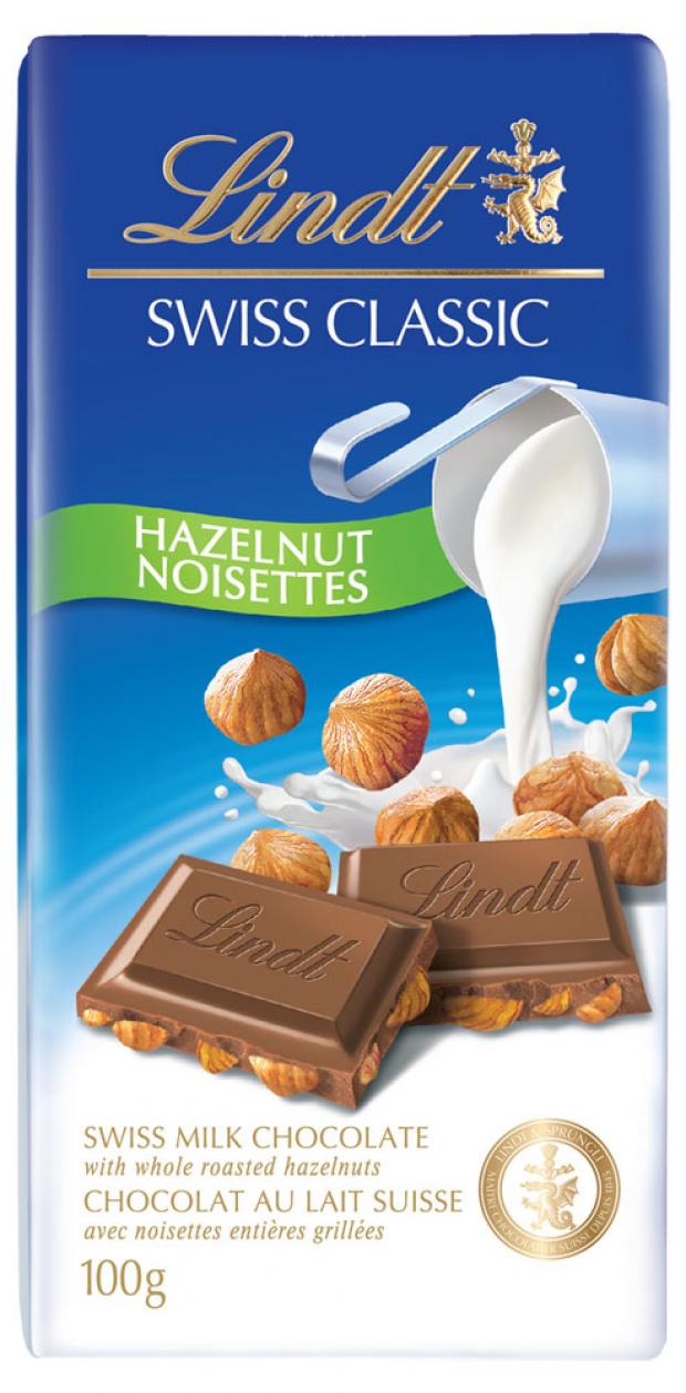 

Шоколад молочный Lindt Swiss classic с цельным фундуком, 100 г