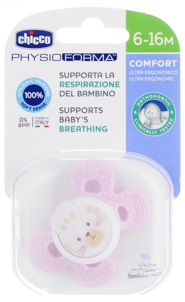 

Пустышка Chicco Physio Comfort Котики с 6-16 мес, 1 шт