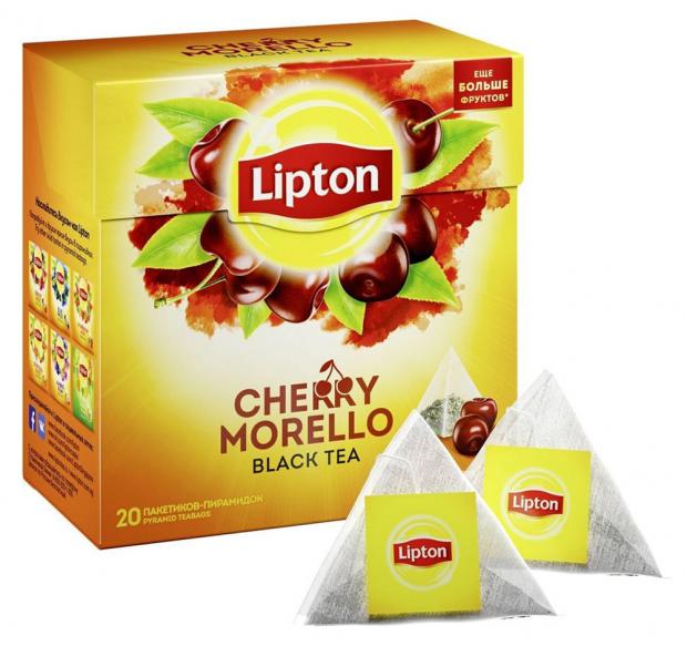 

Чай черный Lipton Cherry Morello с кусочками вишни, 20х1,8 г