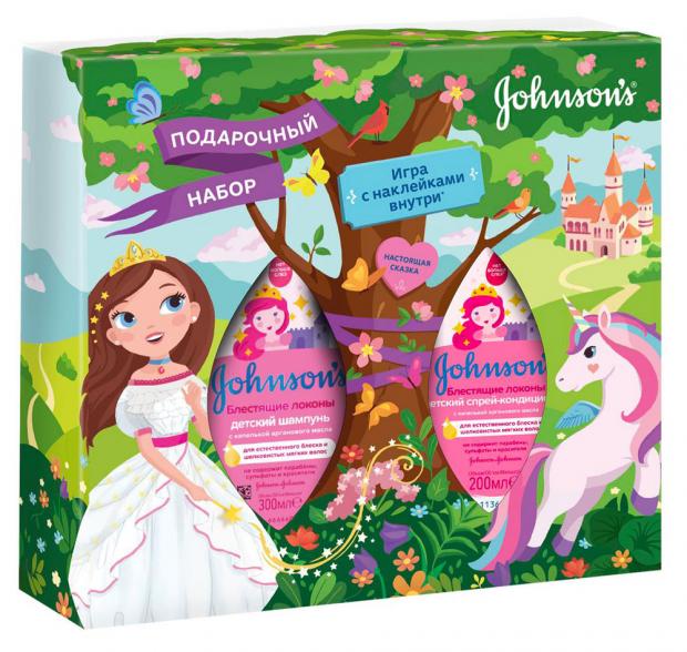 

Шампунь для волос Johnsons Блестящие локоны и Спрей-кондиционер для волос, 300 мл + 200 мл