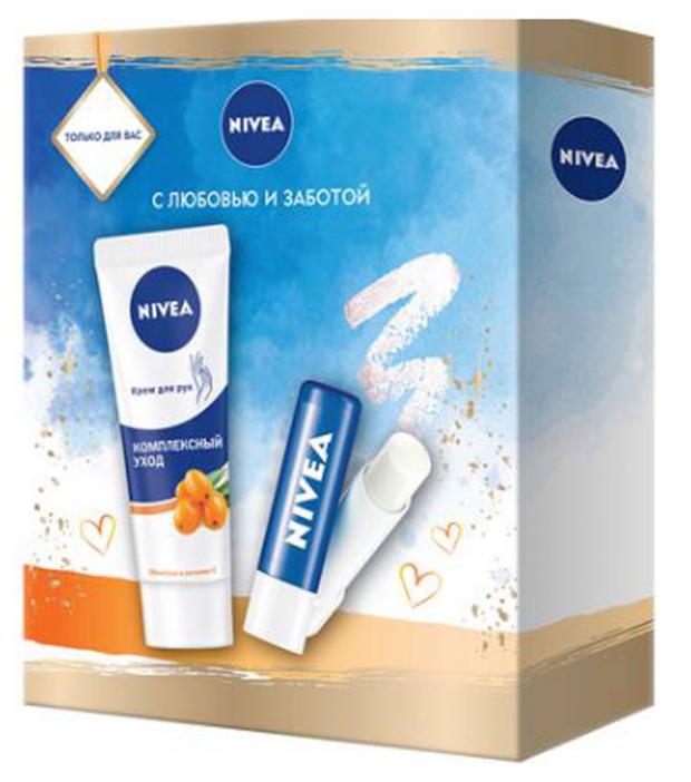 

Подарочный набор Крем для рук Nivea Комплексный уход, 75 мл + Бальзам для губ Nivea, 4,8 г