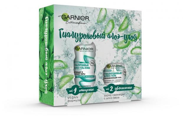 

Подарочный набор Гель-пенка для умывания Garnier Гиалуроновый Алоэ, 200 мл + Гель для лица дневной Garnier Гиалуроновый Алоэ для нормальной и смешанной кожи, 50 мл